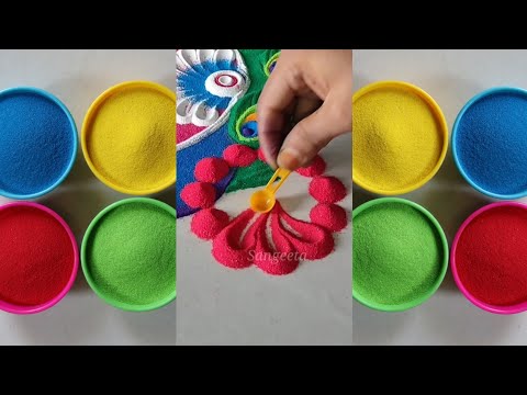 How to Draw Easy Festivals Rangoli Tutorial｜Satisfying Colours Sand Rangolis Art