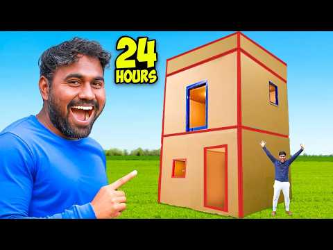 24 Hours Cardboard House Challenge Went Wrong | Mad Brothers