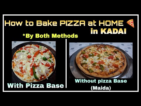 Homemade PIZZA in KADAI🍕| With And Without Pizza Base|No Yeast No Oven|#trending #food #viralvideo