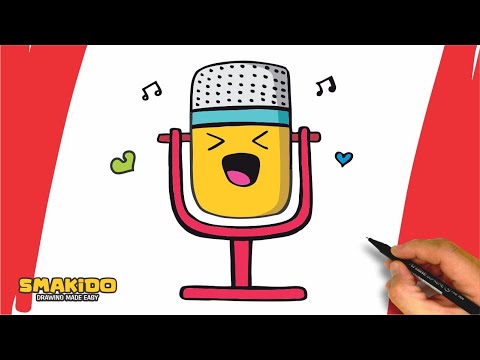 How to Draw a Cute Microphone Step By Step | Simple Microphone Drawing