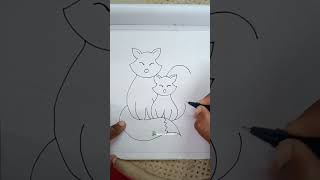 mother and baby fox drawing for beginners || Easy and simple drawing for beginners