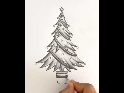 Christmas tree drawing #sayaharts #drawing #fyp #Christmas #satisfying #sketch