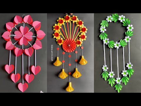 3 Beautiful paper paper wall hanging craft ideas 💡| Easy and simple wall hanging | home decor ideas💡