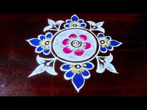 easy and beautiful flower kolam by laks Rangoli designs