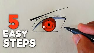 How To Draw The SHARINGAN Eye in Just 5 Easy Steps | Three-Tomoe Sharingan Tutorial