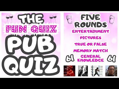 Pub Quiz No61 - 5 Different Rounds - 40 Questions & Answers - 56 Points to Win. trivia/quiz Fun Quiz