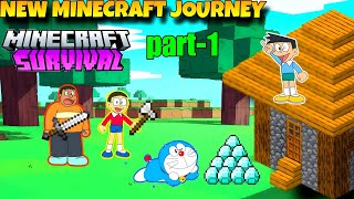 DORAEMON and friends started NEW MINECRAFT journey // minecraft survival part 1 || DORA GAMXR ||