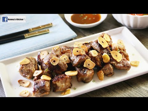 🧄香脆蒜片牛肋條 How to cook Pan fried Beef Rib finger with Fried Garlic 牛中落ちカルビ レシピ 소갈비살