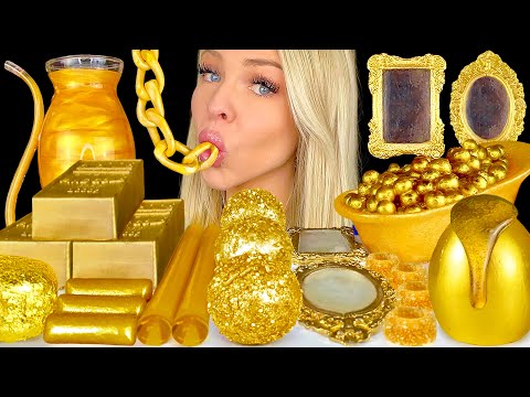 ASMR EDIBLE GOLD BARS, HONEY STICKS, EDIBLE GOLD PAINT, VINTAGE MIRROR, CAKESICLES, JELLY MUKBANG 먹방