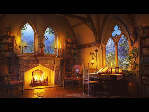 Medieval Rain & Fireplace Sounds for Deep Sleep, Relaxation, Study | ASMR