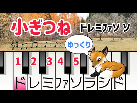 小ぎつね【ピアノ簡単】ドレミ付き楽譜