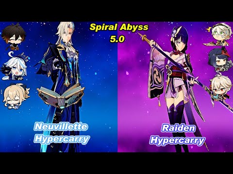 (5.0) C0 Neuvillette Hypercarry & C0 Raiden Hypercarry Spiral Abyss Floor 12 Full Star