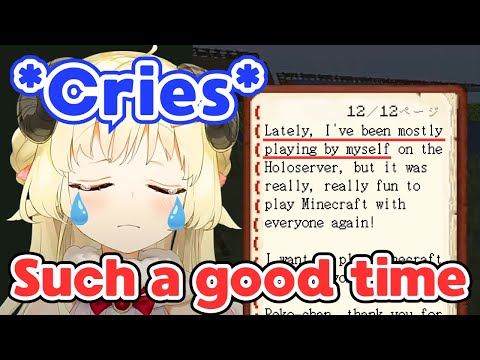 Watame Cries While Writing Her Final Diary, Reflecting on Hardcore Minecraft[Hololive/EngSub/JpSub]