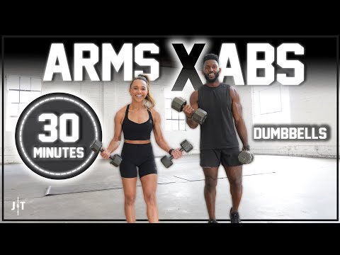 30 Minute Arms & Abs Dumbbell Workout [Upper Body & Core Strength Training]