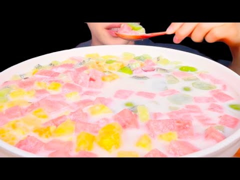 ASMR Milk Fruit Salad Eating Vlog, Mukbang 우유 과일 샐러드 먹기 @seabear7782