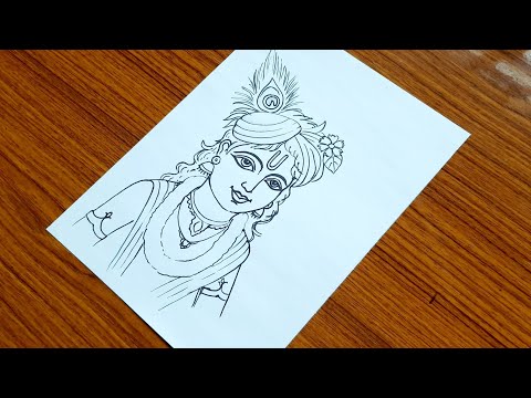 How to draw shree krishna | Shree krishna drawing easy