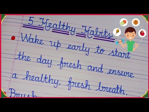 5 Lines Essay on Healthy Habits | Short Essay on Healthy Habits | Essay in Cursive Handwriting