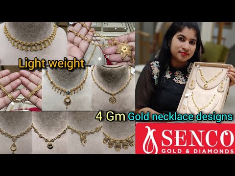 Senco Gold necklace designs with price starts 4 Gm | Light weight gold necklace designs from Senco