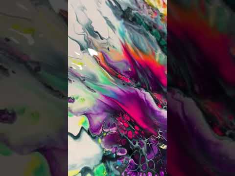 Using every color under the rainbow in this acrylic Pour Painting