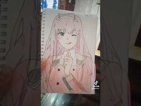 Zero two(colored) #drawing #anime #art #1minshorts #zerotwo #zerotwodarlinginthefranxx