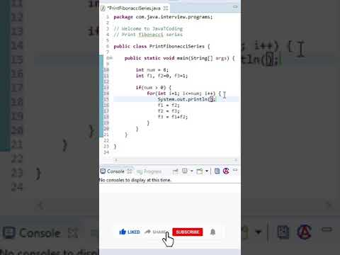 Print fibonacci series in java #shorts #javatcoding #youtubeshorts