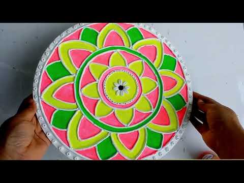 DIY Lippan Art Mirror | Fluorescent Color Lippan Art | लिप्पन कला