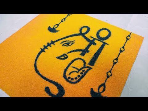 Easy Ganesh Chaturthi Rangoli || गणेश चतुर्थी रंगोली || Simple and Small Ganesh Rangoli