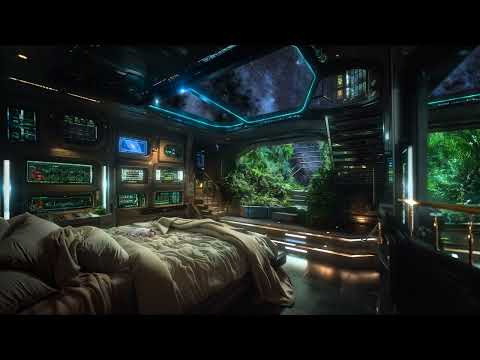 Jungle Sanctuary Space Bedroom | Space Noise with Birds, Frogs, and Cricket Sounds | 10 hours