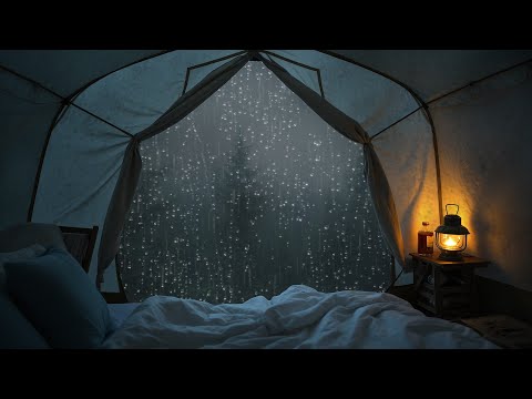 Cozy Night with Rain sounds in Forest Inside Tent for Relaxation - Peaceful Ambience for Deep Sleep