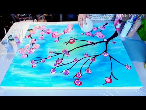 Acrylic pouring: japanese cherry blossem Balloon Dip, Kiss, Medaillons