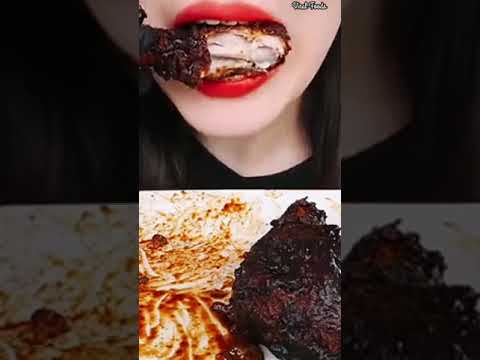 Asmr Eating Spicy Black Sauce Chicken Leg Piece 🔥🥵#shorts