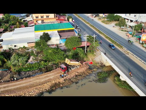 Amazing Road Building Along Canal Complete Connection By ZOOMILION Bulldozer Ft 24ton Dump Truck