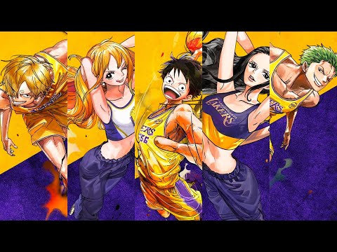 One Piece x LA Lakers Collaboration | Anime Characters in Lakers Jersey