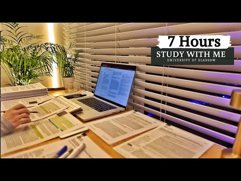 7 HOUR STUDY WITH ME on A RAINY NIGHT | Background noise, 10 min Break, No music, Study with Merve