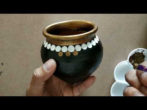 2 Easy pot decoration ideas for beginners | Pot painting ideas | Copper color | Dot Mandala