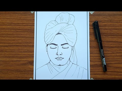 Swami vivekananda drawing easy step by step | Vivekananda drawing easy for beginners part-1