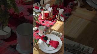 Let’s create AChistmas Table Setting🎄🇺🇸🏔️🏠 #christmasdecor #christmastable #cabin #usa