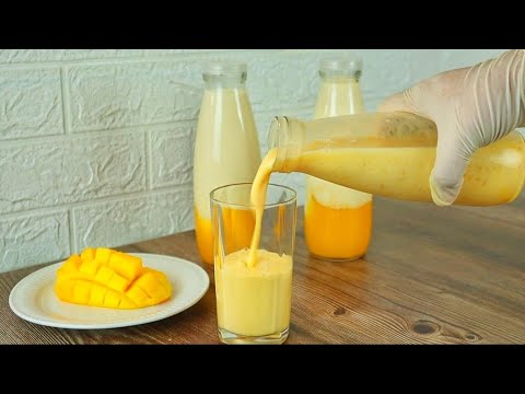 (Eng) Homemade Fresh Mango Milk Drink :: How To Make Mango Milk :: only 5 Minutes Mango Milk