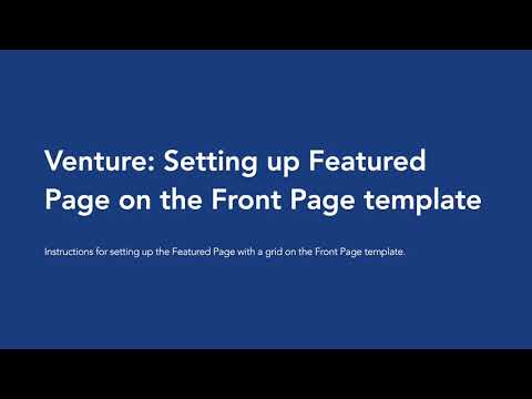 Venture: Setting up the Featured Page section