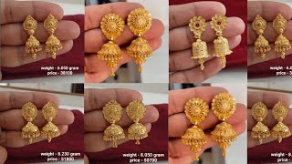 latest hallmark gold Jhumki earrings designs 2024 with weight & price || new gold jhumka designs ||