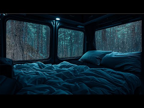 10 Hours⚡️Peaceful Nature ASMR: Rain & Forest View from Van for Relaxatio