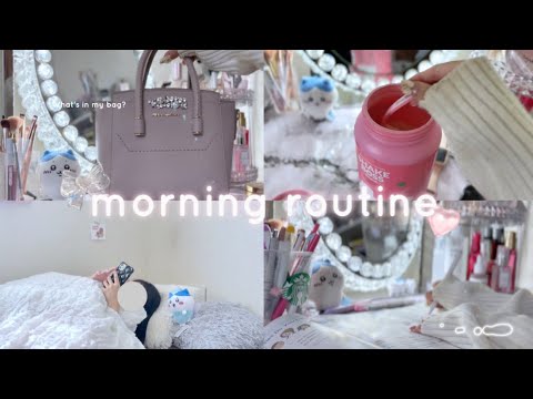 Morning routine for days when you wake up at 5 and study 😪💖 What's in your bag 🎀 #studyvlog