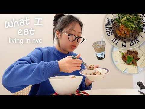 nyc vlog | what i eat in a week to save $$$ in the city and stay healthy (easier korean recipes)