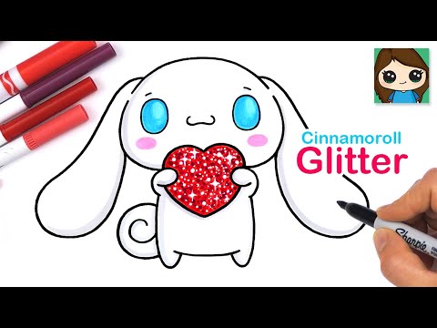 How to Draw Cinnamoroll Holding a Glitter Heart 💖 Sanrio Love