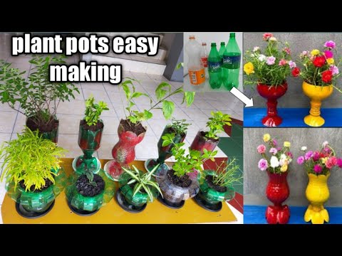 How to make plant pots at home with plastic bottles | Recycled craft ideas plastic bottles