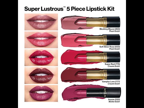 REVLON Super Lustrous Lipstick, 5 Piece Multi finish Lipcolor Gift Set, in Cream Pearl & Matte, Pack