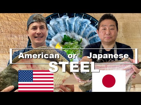 American or Japanese Steel To Fillet Turbot For Sashimi Plate