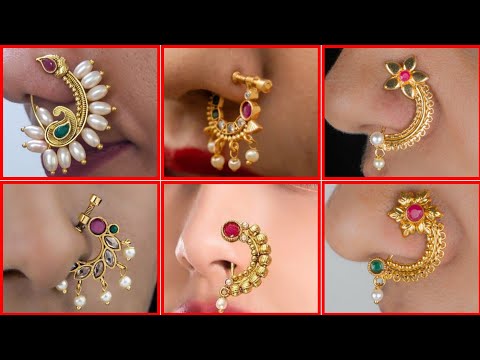 Maharathrian Press Nath with Pearl | Traditional Peshwai Nose Ring |Nose Pin Without Piercing