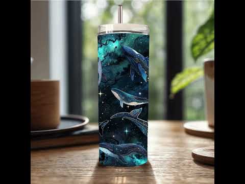 DEMO 20 oz Skinny Tumbler - Whale dancing in the starry sky   #tumbler #gift