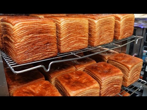 Crispy！ Taiwan hottest mille layers butter toast production